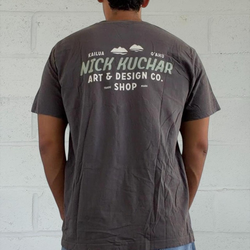Nick Kuchar Art & Design Co Hawaii Sailboat Graphic T-Shirt Mens Gray S/S